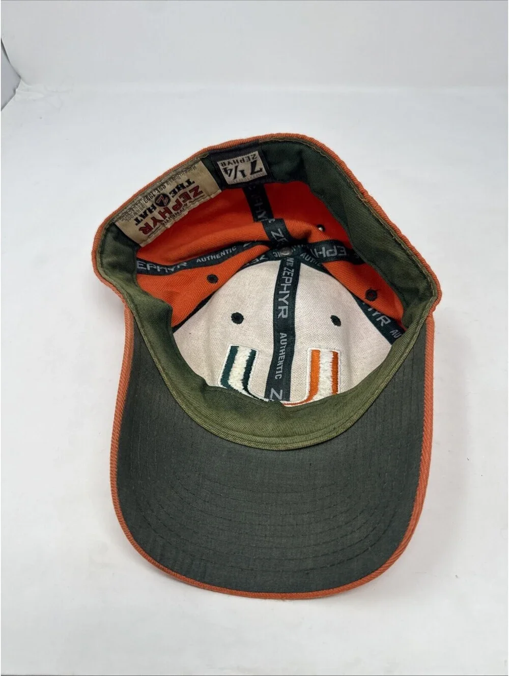 Miami Hurricanes hat adjustable cap Zephyr Size 7 1/4